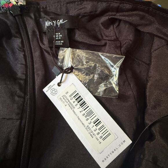 Nasty Gal Premium Marble Sequin Asymmetric Mini Dress Women’s US 4 Multicolor - Picture 8 of 9